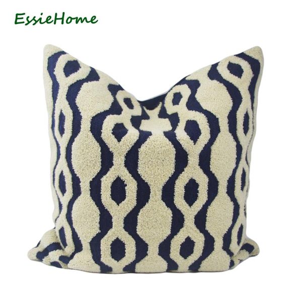 

essie home high end full embroidery classic blue white navy collection geometric pattern cushion cover pillow case cushion/decorative
