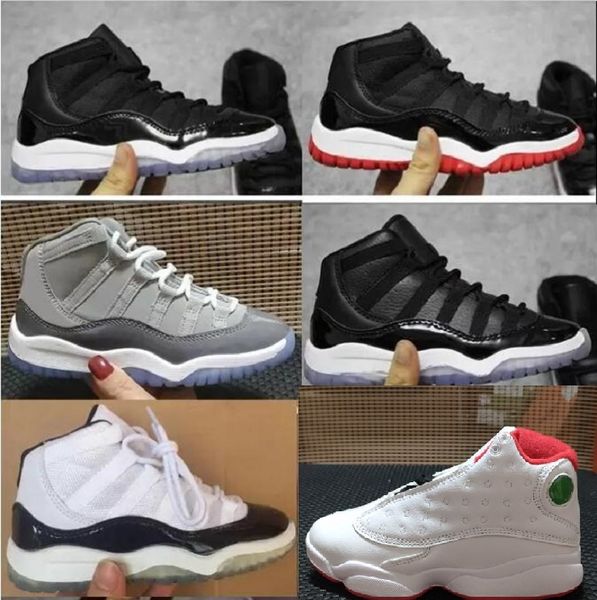 

kids big boy 11 basketball shoes the young kids jumpman 11s cool grey citrus 25th anniversary concord legend blue 13s hyper girl royal red f, Black