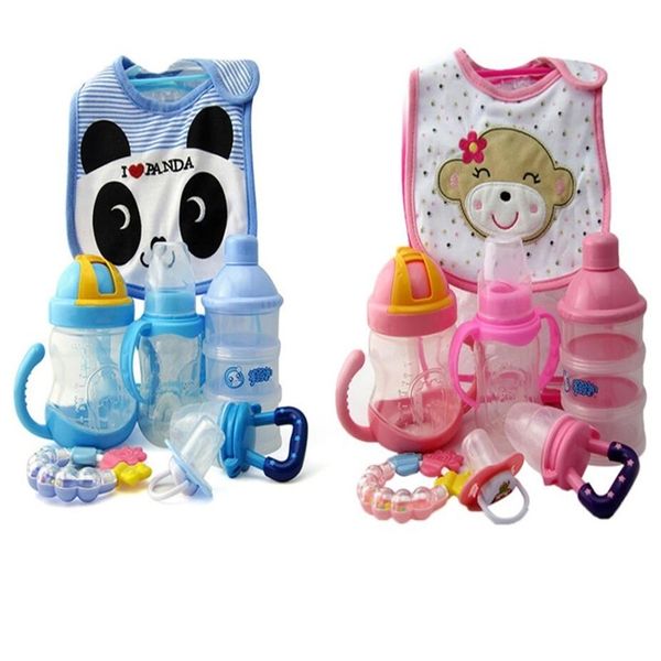 7 Pz/pacco Cotone Cartoon Bavaglino Massaggiagengive Bambino Comfort Ciuccio Catena Integratore Alimentare Bottiglia Set Ciucci Per Bambini E Accessori 211023