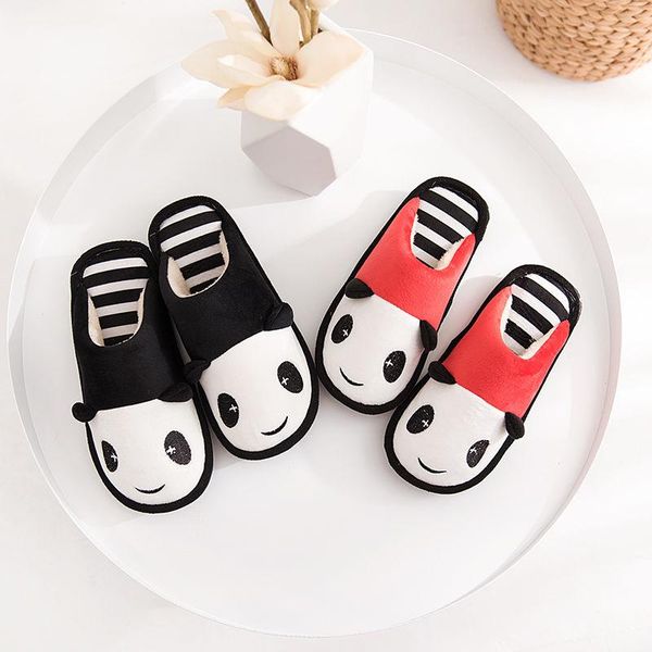 

women's panda winter slippers lovely cartoon indoor home floor soft stripe female shoes chaussures femme 33 size, Black