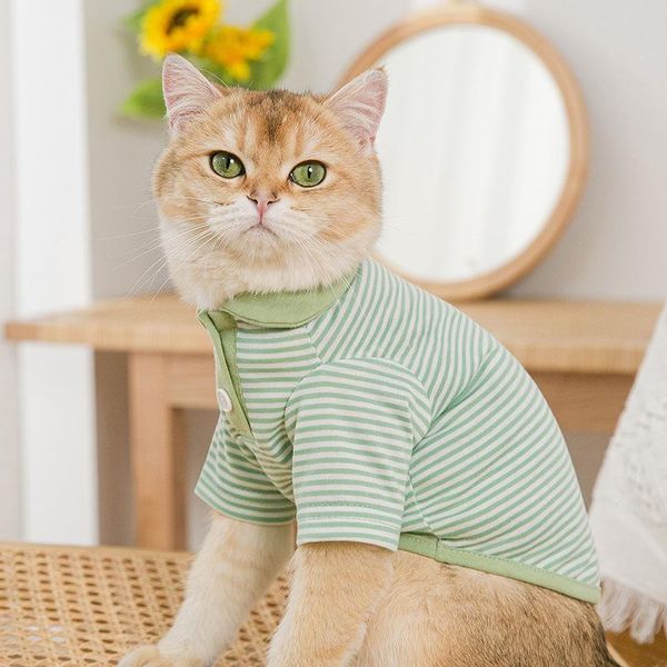 

cat costumes 2021 pet dog clothes puppy vest t-shirt shirt cute pajamas winter cats cloth bottoming stripe