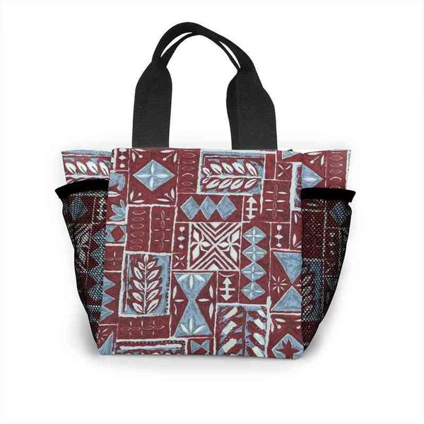 

shopping bags small women hawaiian tribal print handbag tapa eco shopper girl casual canvas handle beach tote 220303