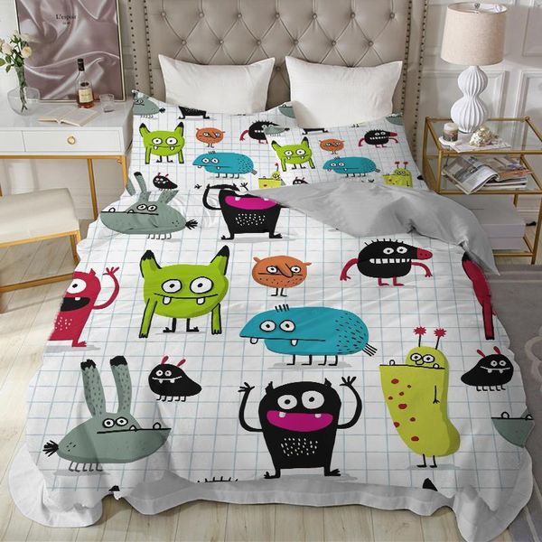 

bedding sets cartoon face fish monster set for girl kids teenager cute duvet cover twin full  king size bed linen