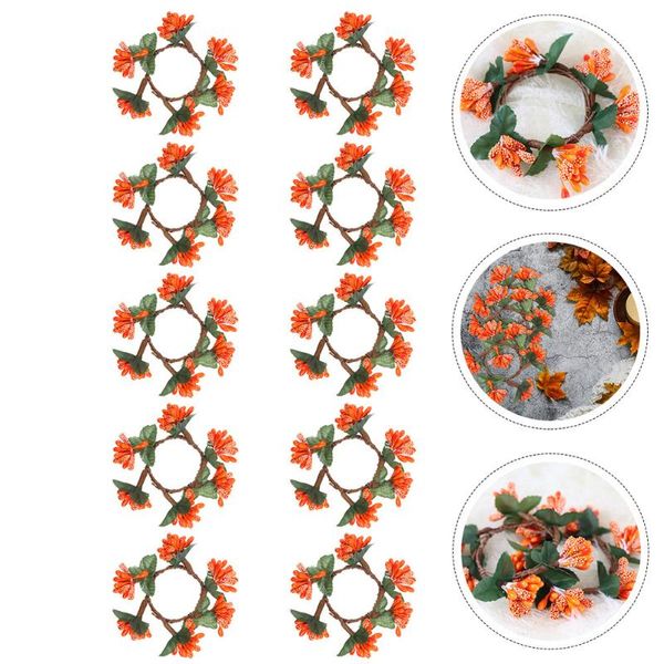 

napkin rings 10pcs durable berries wreath small holder for home (orange)