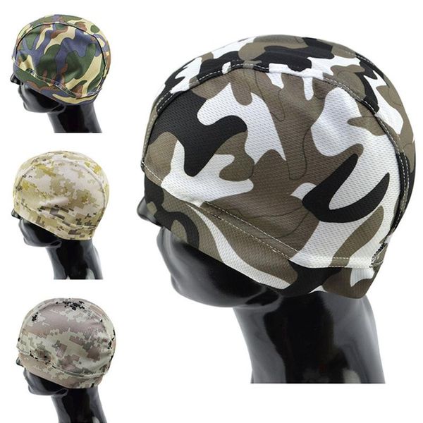 

camouflage sweat wicking helmet liner cooling cap for men women running cycling street dance caps & masks, Black