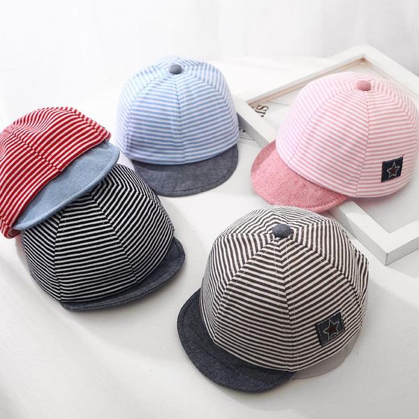 

striped design baby hat baseball cap cute cotton for 6-24 months boys girls summer sun spring autumn soft peaked caps & hats, Yellow