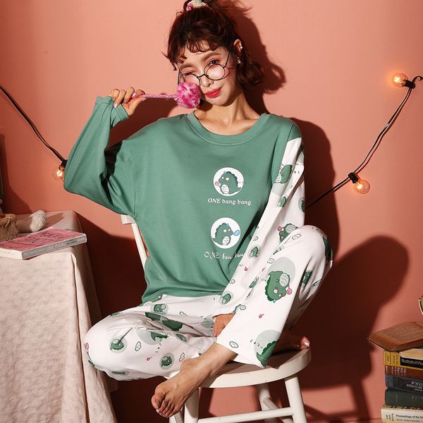 

2021 women pajamas sets autumn winter new women pyjamas cotton clothing long set female pyjamas sets nightsuit mother sleep, Black;red