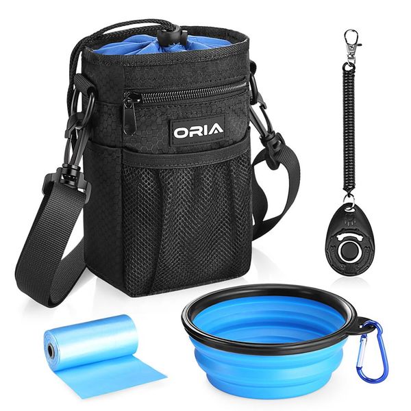 

ORIA Outdoor Pet Dog Carrier Bag Dog Training Pouch Pet Out Waist Bag with Adjustabe Strap Dog Bow Waterproof Storage Bags