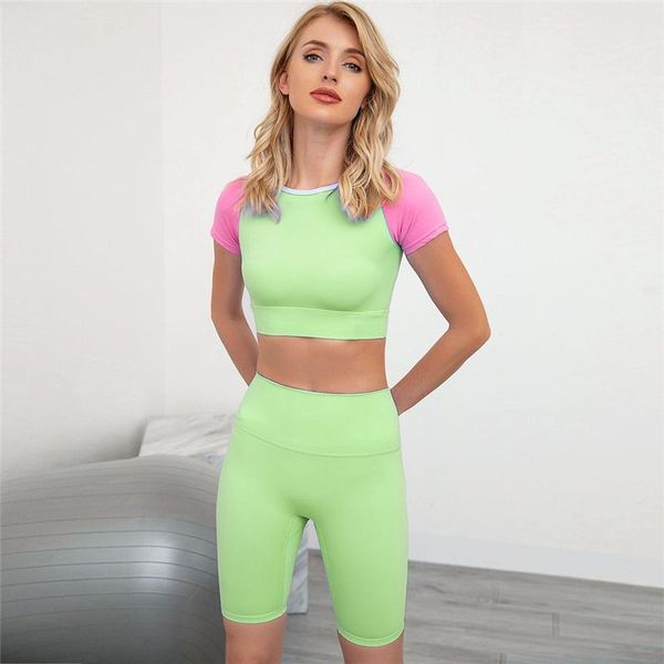 

yoga outfits wanloner 2 piece gym set women shirt shorts sport suit female seamless elastic workout lady fitness sets, White;red