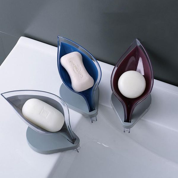 

bathroom storage & organization 1pcs leaf shape soap box holder drying rack cleaning brush case supplies