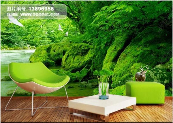 

wallpapers 3d po wallpaper custom mural green fresh forest stream water home decor living room for walls in rolls