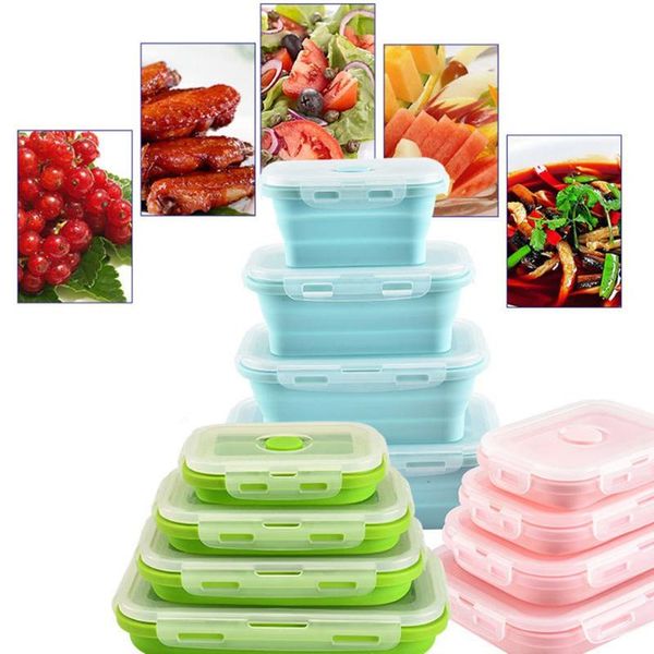 

dinnerware sets outdoor environmental protection silicone lunch box microwave refrigerator storage sealed crisper