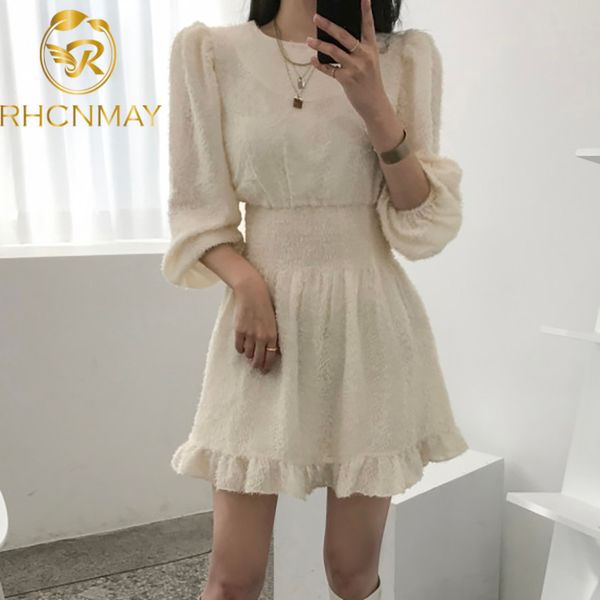 

2021 early spring chic crew neck jacquard dress female new long style pleating slim fashion plush bottoming dressswimwear bathing suits swim, Black;gray