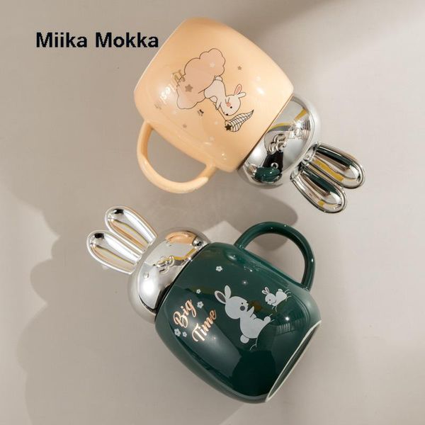 

mugs creative ceramic mug with mirror lid personality cartoon cute coffee cup water milk home office drinkware