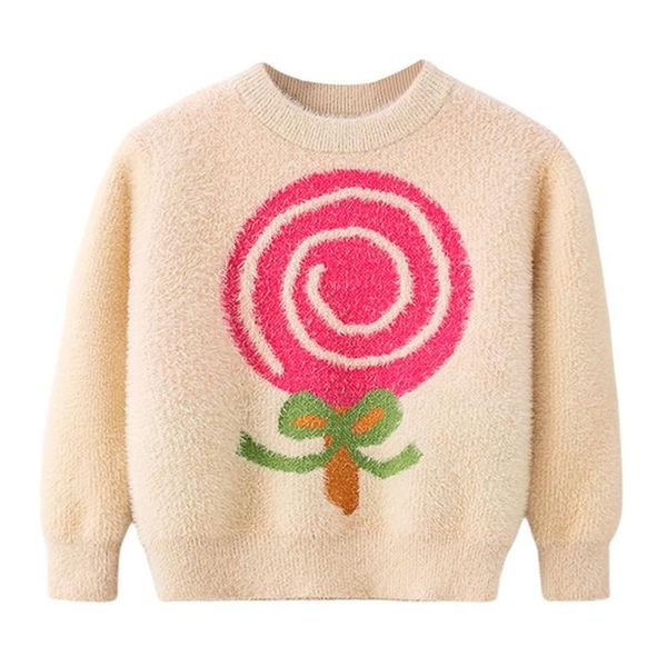 

pullover girls autumn fall winter cute swearter lollipop printed knitwear kids clothes, Blue