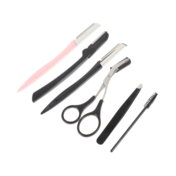 

eyebrow tools & stencils 9pcs stainless steel trimming kit tweezers comb scissors