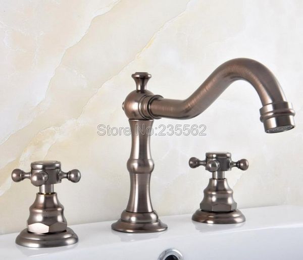 

bathroom sink faucets widespread brown bronze brass 3-hole vanity faucet basin mixer taps lnf590