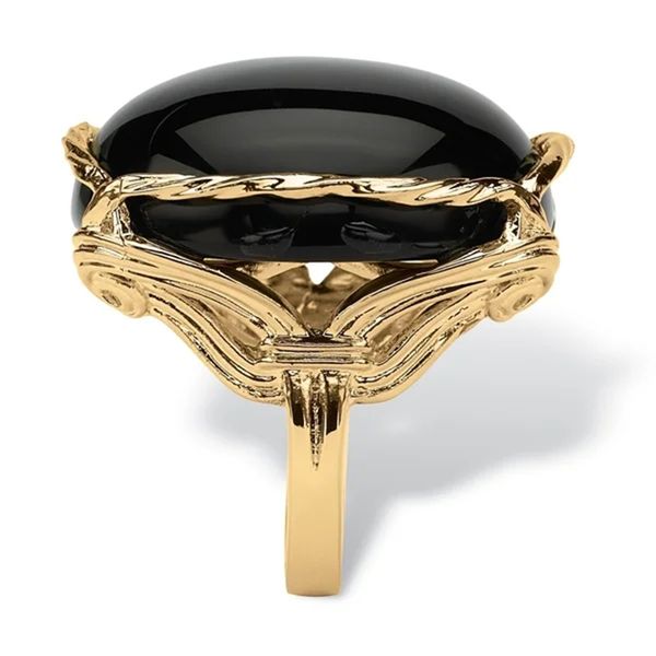

natural black onyx gold plated ring for women men bohemian handmade big joint ring gothic jewelry accessories, Slivery;golden