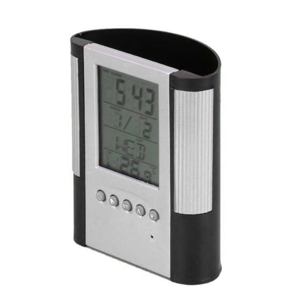 

desk & table clocks temperature office electronic calendar container organizer lcd abs pen holder alarm clock home timer practical
