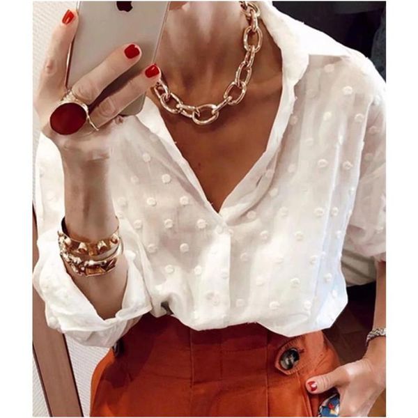 

women's blouses & shirts 2021 fashion retro loose casual long-sleeved shirt, White