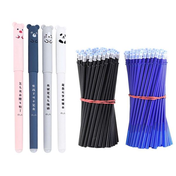 

gel pens 20+4 pcs/set erasable pen cartoon pig bear cat mouse school office supplies stationery 0.35mm blue black ink writing tools