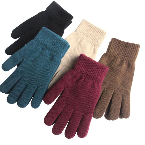 

fingerless gloves 400pairs / lot winter knitted wool warm women' fashion solid color thicken elastic mittens, Blue;gray