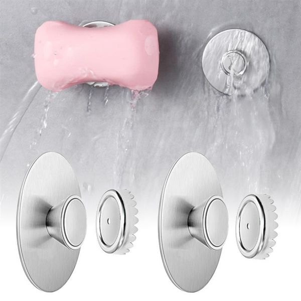

soap dishes 2pcs punch-magnetic holder home draining suction cup dish practical wall hanging box bathroom accessories