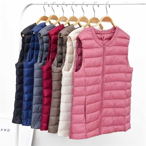 

fashion down vest women portable ultra light sleeveless waistcoat winter warm coat outwear 211011, Black