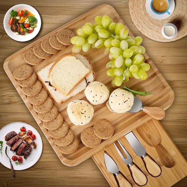 

bamboo cheese board cutting set kitchen utensils drawer bbq tools & accessories