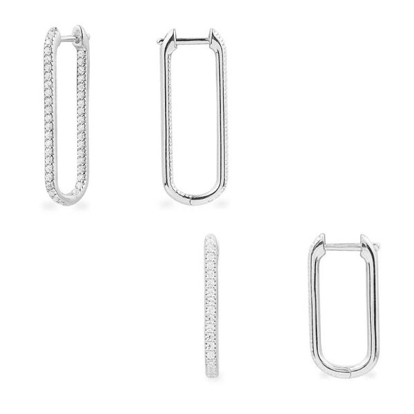 

hoop & huggie october style 925 sterling silver earrings with stone inner and outer square ladies monaco jewelry, Golden;silver