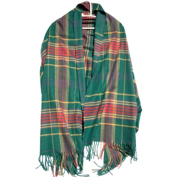 

scarves fashion cashmere viscose shawl plaid scarf brushed wrap tartan warm large check green thick autumn winter fringe, Blue;gray