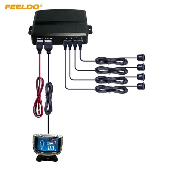 

car rear view cameras& parking sensors feeldo 1set waterproof colorful reversing aid lcd display 4-sensor reverse backup sensor radar sysyte