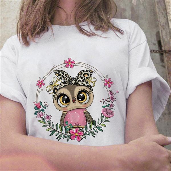 

cute owl graphic printed female men t shirt white round neck summer and women short sleeve ulzzang harajuku ladies, White;black
