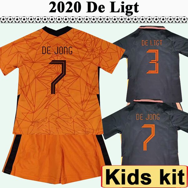 

2020 de ligt van dijk kids kit home away soccer jerseys national team jong memphis child football shirt training suit, Black