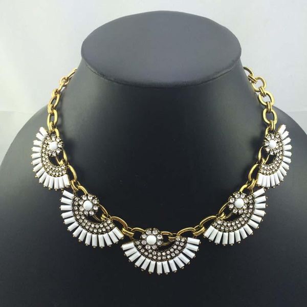 

pendant necklaces chunky rhinestone statement necklace gifts for women goth fashion jewelry accessories antique gold, Silver