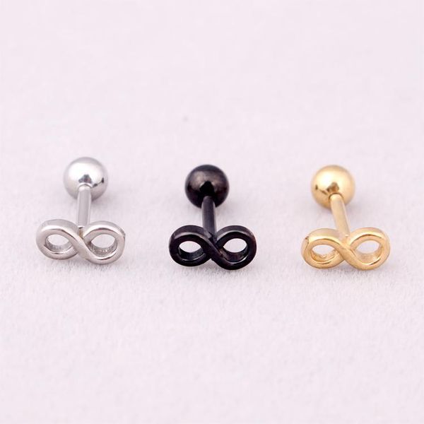 

stud fashion punk infinity earrings men women color gold black stainless steel twisted symbol jewelry, Golden;silver