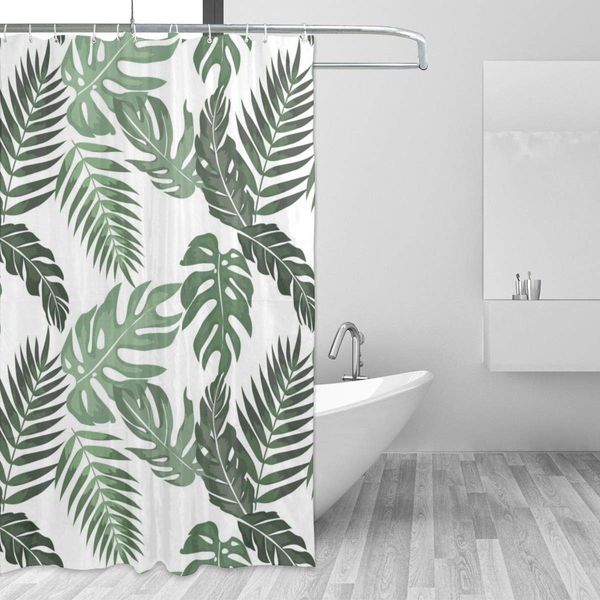 

summer palm leaves shower curtain for bathroom with 7-12 hooks 55x72 inch polyester fabric machine waterproof shower curtains