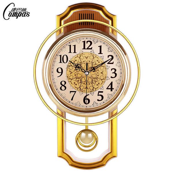 Grande relógio de parede vintage pêndulo de luxo simples elegante sala de estar relógios nórdicos relógios de parede criativo horloge decoração home c60zb 210930