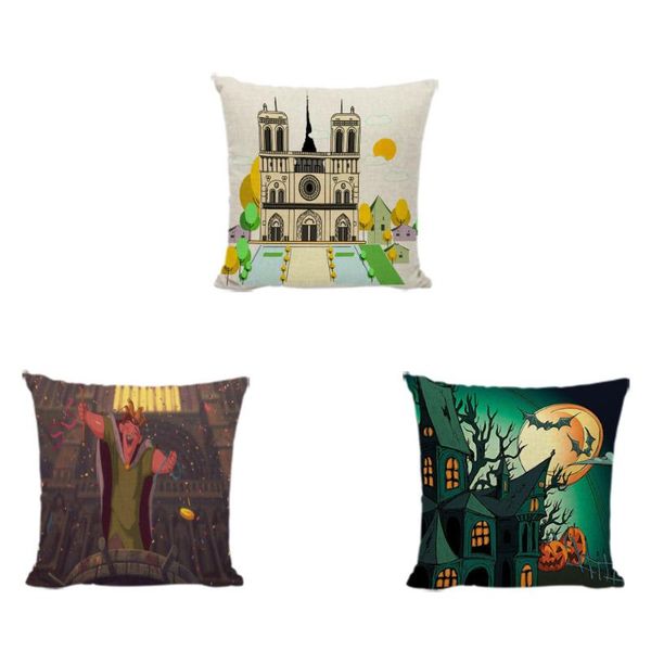 

fashion france famous cartoon notre dame pillow case castle lawn car seat office chair camping party decorations cushion cover cushion/decor