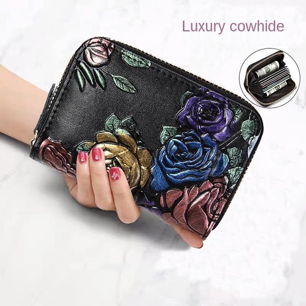 

card holders 2021 compact high-end leather holder coin purse female large-capacity multi-card slot lady wallet, Brown;gray