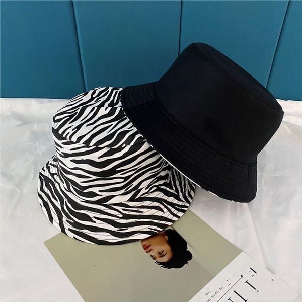 

autumn winter double sided wear zebra pattern bucket hat fishing outdoor cap vintage women sunscreen street headwear, Blue;gray