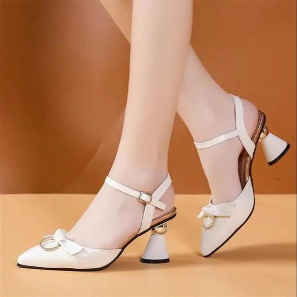 

dress shoes women cool comfort white pu leather pointed toe buckle strap high heel zapatos de mujer lady fashion sweet heels f9281, Black