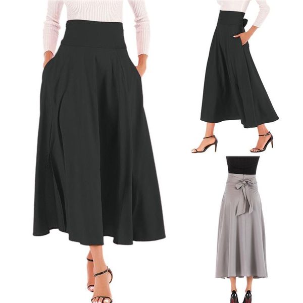 

skirts women's casual solid color side split with belt pocket zipper half female shorts dresses for women 2021 jupe #t1g, Black