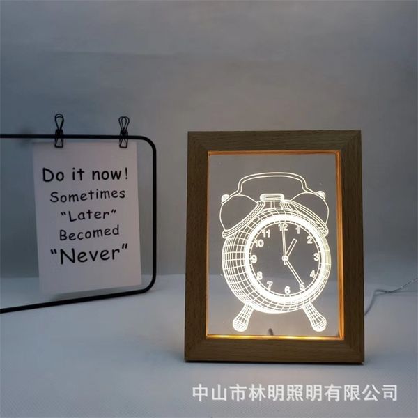 

new wood 3d night usb bedroom gift p frame creative desk lamp