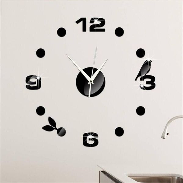 

wall stickers home decoration mirror paste clock digital circle bird creative