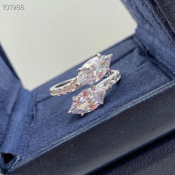 

cluster rings bilincolor white clear crystal navette zircon 100% 925 silver ring girl friend gift, Golden;silver