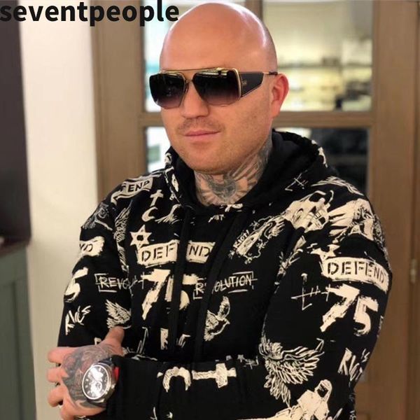 

oversized square sunglasses men designer steampunk double nridge sun glasses women 2021 fashion gradient lens retro, White;black