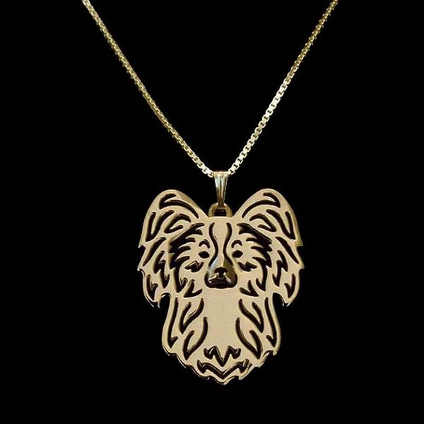 

pendant necklaces women's hollow pet alloy papillon dog drop, Silver