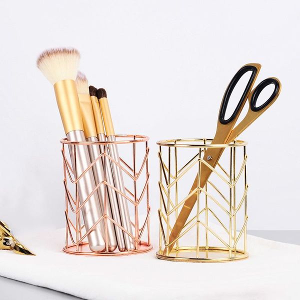 

bathroom storage & organization 2 colors makeup box brush organizer lipstick holder iron case cylindrical pen