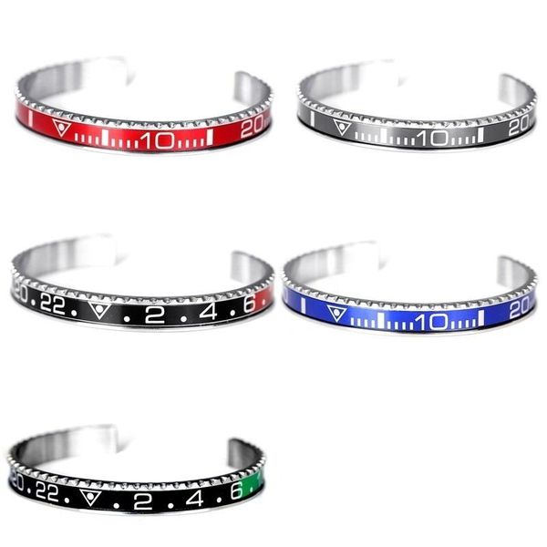 

bangle fashion trend multicolor dial stainless steel speedometer bracelet cuff bezel luxury jewelry gift, Black